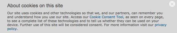 Cookie tracking notice in response to GDPR