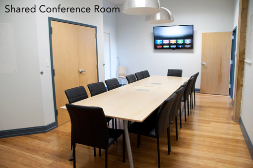 Trade Street office conference room available for rent in downtown Winston-Salem