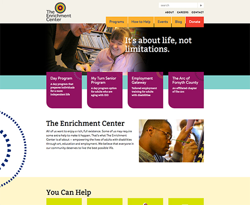 nonprofit website for The Enrichment Center