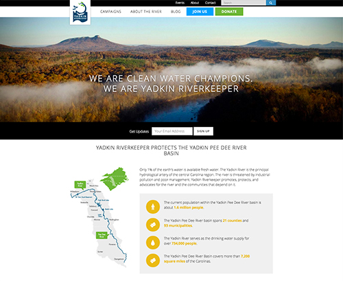 beautiful nonprofit website for Yadkin Riverkeeper